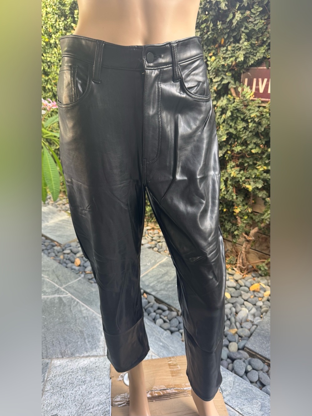 Abercrombie & Fitch Black Cropped Faux Leather Pants
